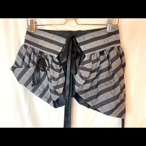 HeavyRed Couture Noir Bubble Tie Front Skirt Bustle Black Silver Stripes